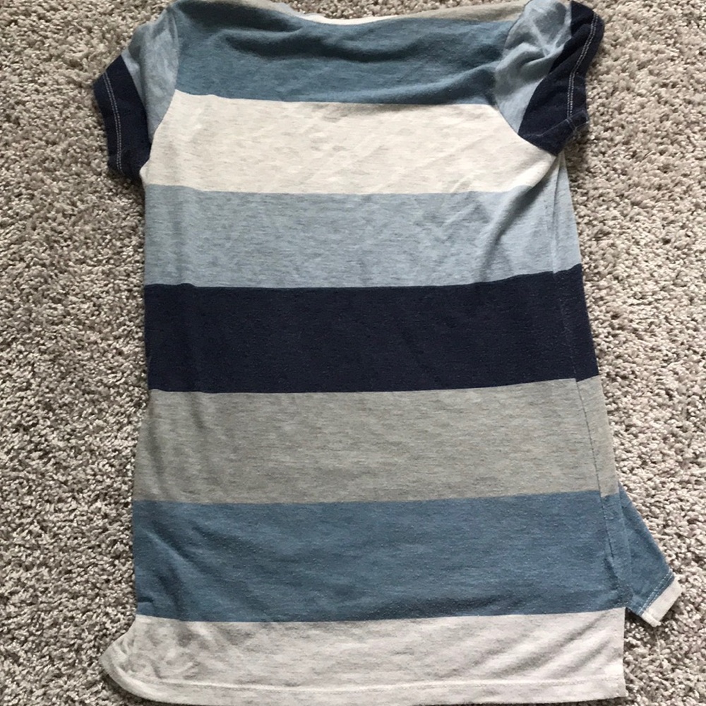 Girls Block Blue Stripe Tee